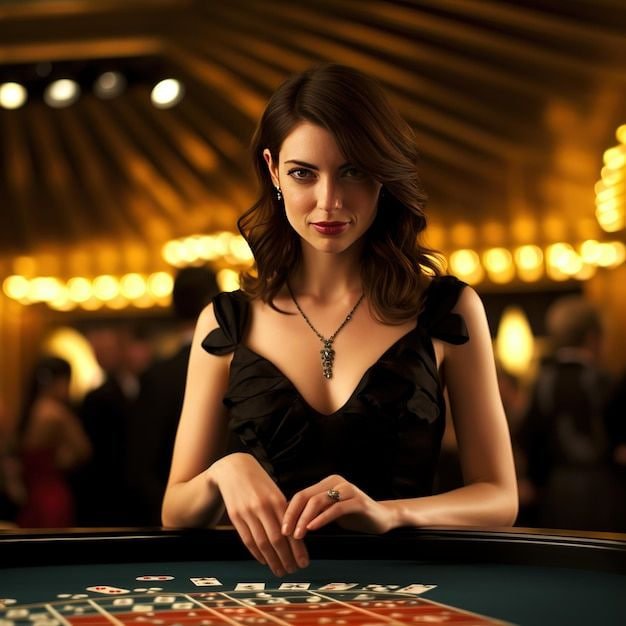 Antarmuka kasino langsung giga88 menampilkan meja baccarat dengan dealer profesional